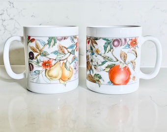 Pair of Arcopal Floral Coffee Cups made in France Pair of Arcopal Floral Coffee Cups made in France