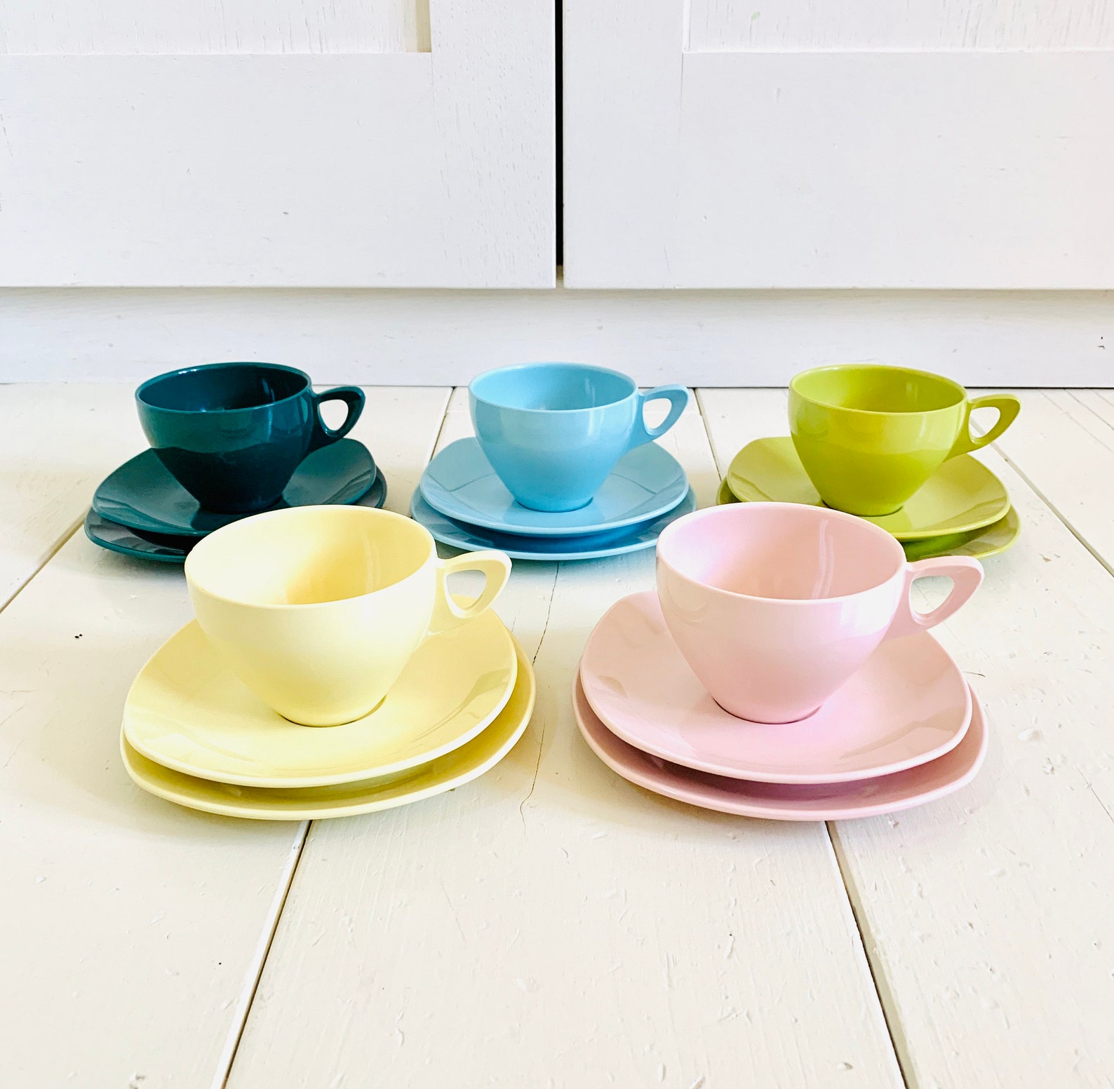 Vintage Melamine Cups Set / Melamine Tea Set / Travel Tea Set Etsy