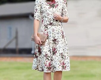 Kate Middleton vintage jacquard floral print dress