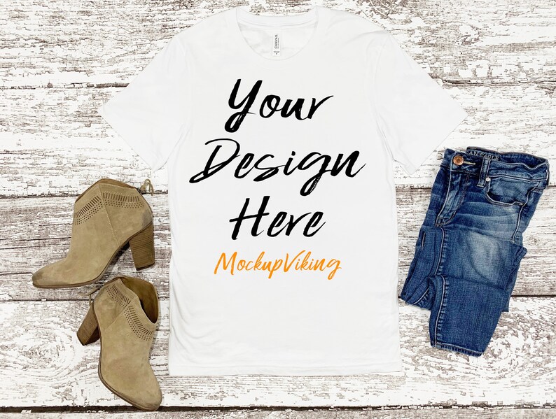 Download Bella Canvas 3001 Mockup White T-Shirt Mock-Up Blank White ...
