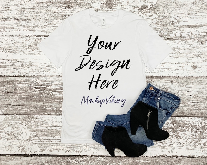 Download Bella Canvas 3001 Mockup White T-Shirt Mock-Up Blank White ...