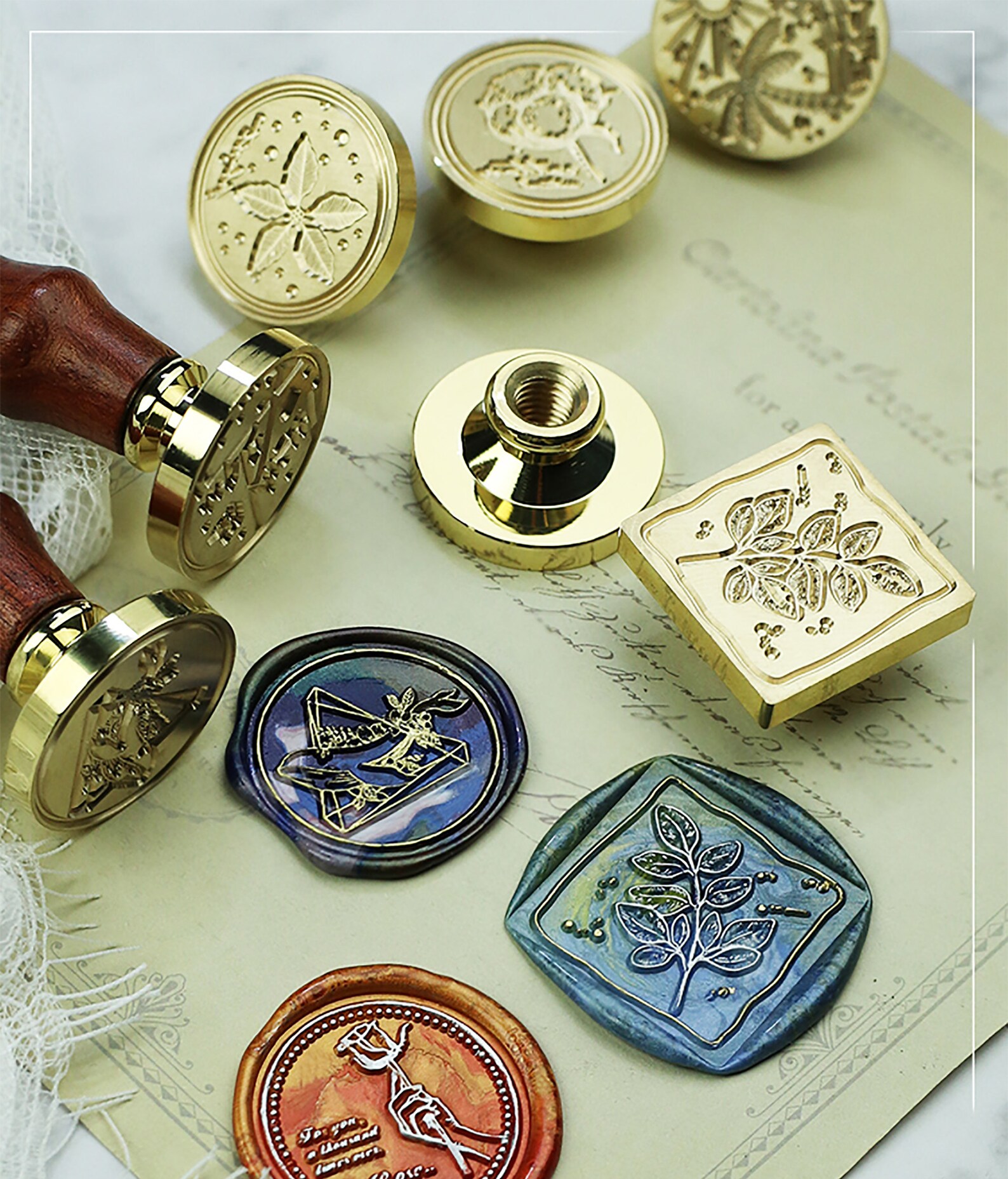 Wax Sealed Gift Box With Four Copper Heads Hand Account Etsy