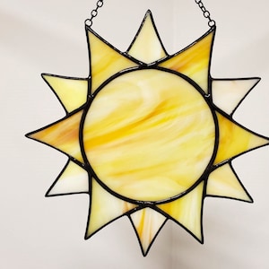 Stained Glass Sun, Stained Glass Sun Decor Sun Catcher, Sun Ornament, Christmas Gift for Mom image 1