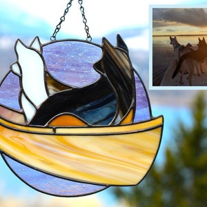 Vidrieras Retrato de mascota, Retrato de perro personalizado, Foto personalizada, Regalo conmemorativo de mascotas, Regalo de recuerdo de mascotas