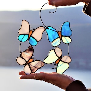 Stained glass Butterfly, Butterfly Suncatcher, Stained glass Blue Butterfly decor, Housewarming gift