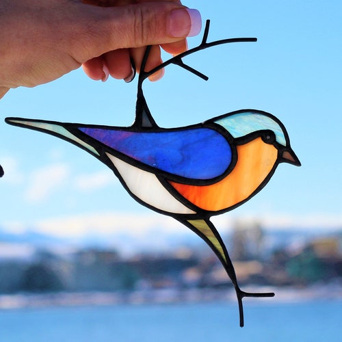 Stained Glass Cardinal Suncatcher Stained Glass Bird Decor Etsy Canada