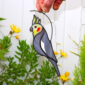 Stained Glass Cockatiel, Cockatiel Suncatcher, Stained Glass Window Hanging, Pet Memorial