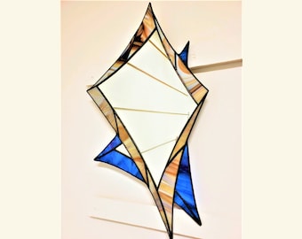 Stained glass Mirror, Stained glass Abstract decor, Stained glass wall hanging, Bedroom Wall Art