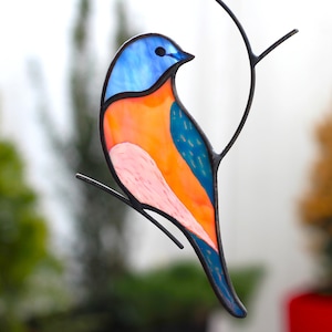Bluebird Stained Glass, Blue bird Sun catcher, Window hanging, Glass Suncatcher