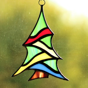 Christmas Tree Suncatcher, Stained Glass Crhistmas Tree Ornament, Christmas Gift Decor, Christmas Decorations image 1