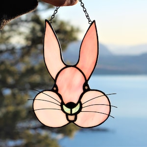 Easter Bunny Suncatcher, Stained Glass Rabbit, Bunny Ornament, Easter eggs, Easter gift