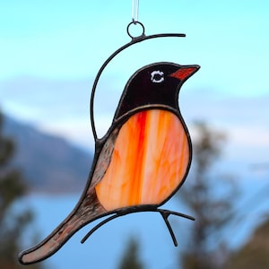 Stained Glass Robin, Robin Suncatcher, American Robin, Window Hanging, Mothers Day Gift