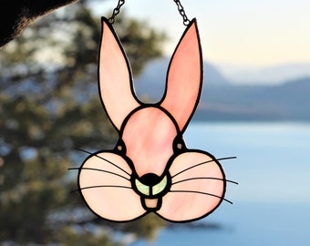 Easter Bunny Suncatcher, Stained Glass Rabbit, Bunny Ornament, Easter eggs, Easter gift