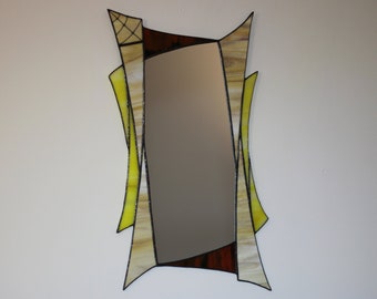 Stained glass Mirror, Stained glass Abstract decor, Stained glass wall hanging, Bedroom Wall Art