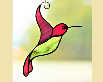 Hummingbird Stained glass Suncatcher, Window hanging, Handmade Mothers Day Gifts