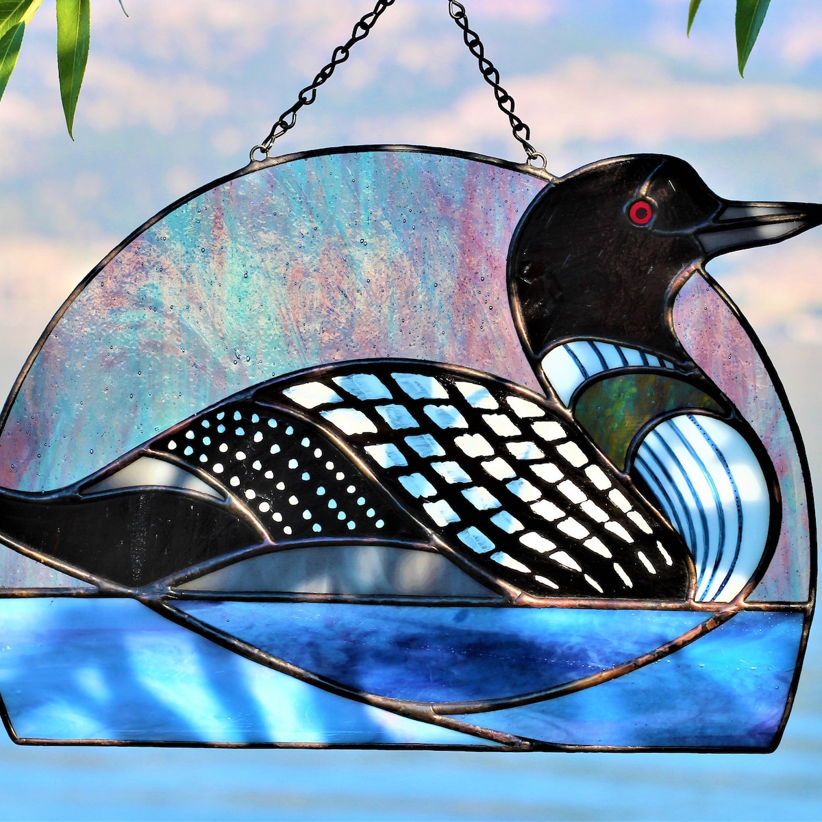 Loon Stained Glass Suncatcher, Pacific Loons, Premium Window Hanging, Pacific Divers - Etsy