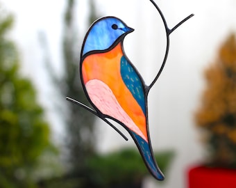 Bluebird Stained Glass, Blue bird Sun catcher, Window hanging, Mothers Day Gift