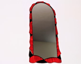 Stained Glass Gothic Mirror, Red Black Wall Decor