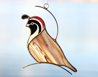 Stained Glass Quail, Quail Suncatcher, California Quail, Mothers Day Gifts , Window Hanging