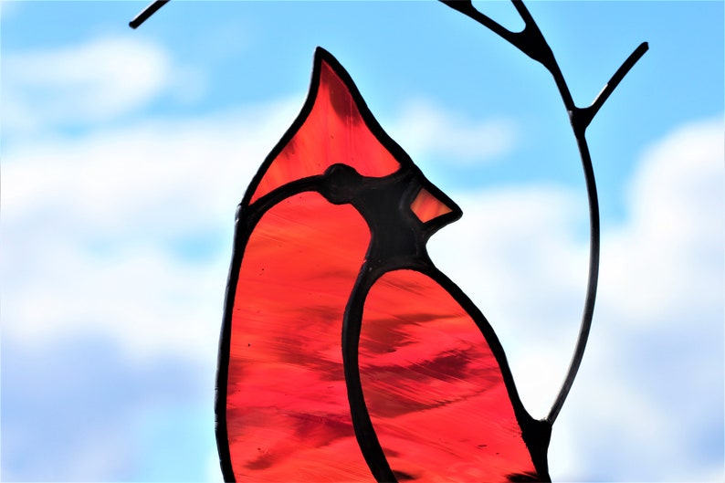 Cardinal Stained Glass, Cardinal Suncatcher, Mothers Day Gifts, Cardinal Window Hanging, Bird Wall Decor image 7