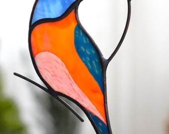 ステンドグラス　青い鳥とブドウのサンキャッチャー ステンドグラス 青い鳥とぶどうのサンキャッチャー