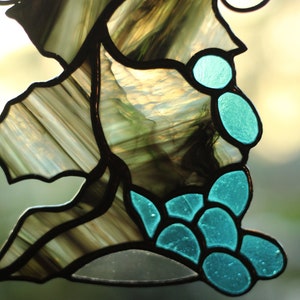 Wine Glass suncatcher, Stained glass Grapes, Stained glass window hanging, Wine Glasses Decoration image 6