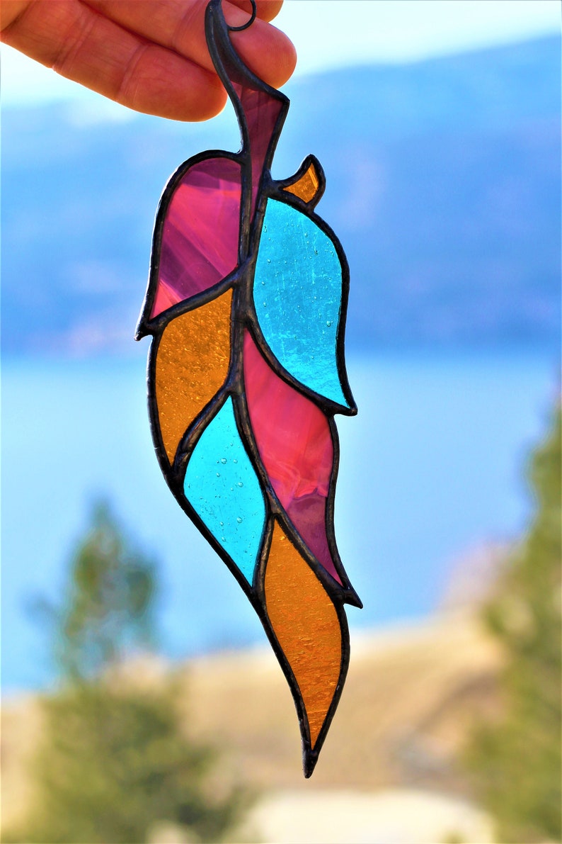 Native American Decor Stained Glass Feather Feather Suncatcher Window Hanging Mothers day gift