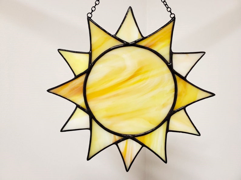 Stained Glass Sun, Stained Glass Sun Decor Sun Catcher, Sun Ornament, Christmas Gift for Mom image 1