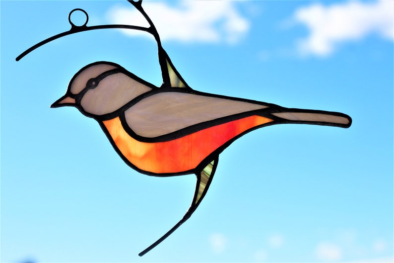Stained Glass Robin Suncatcher Hanging Robin Suncatcher Etsy Canada