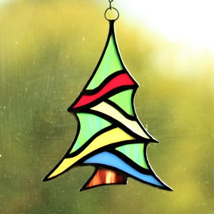 Christmas Tree Suncatcher, Stained Glass Crhistmas Tree Ornament, Christmas Gift Decor, Christmas Decorations image 4