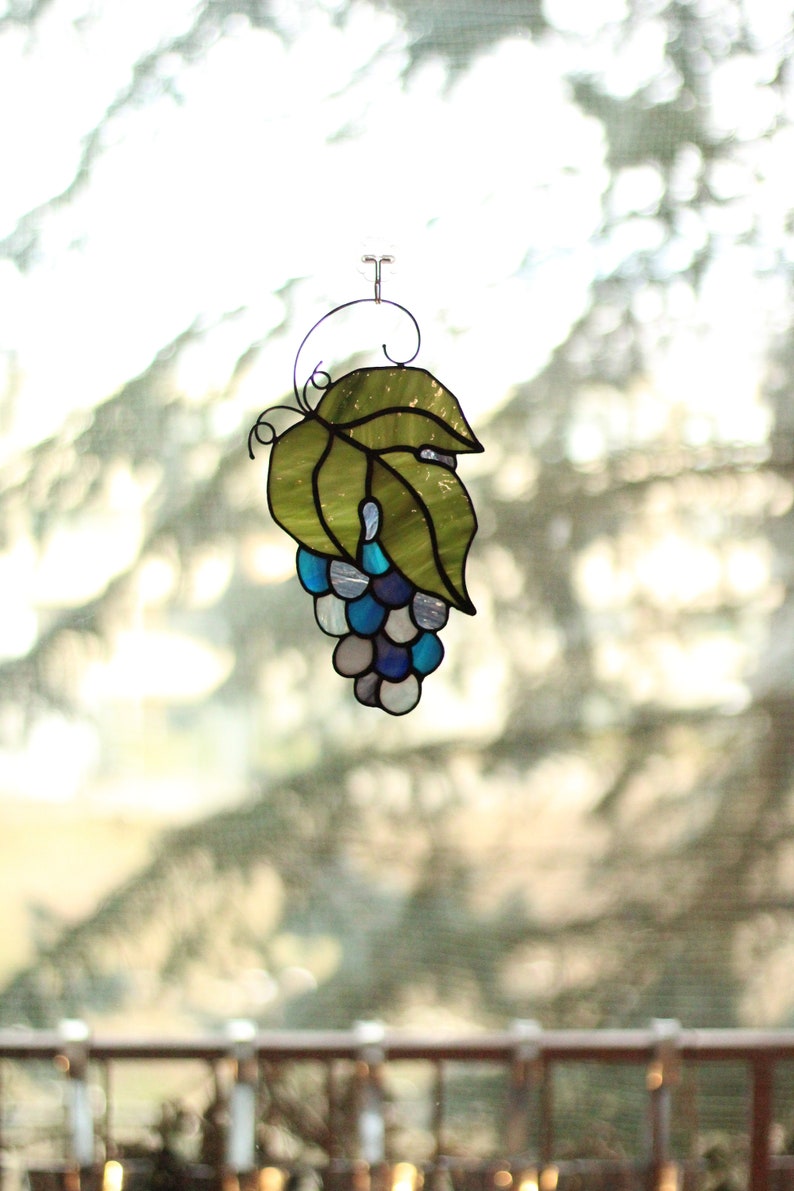Stained glass Grape suncatcher Stained glass Grapevine Wine | Etsy