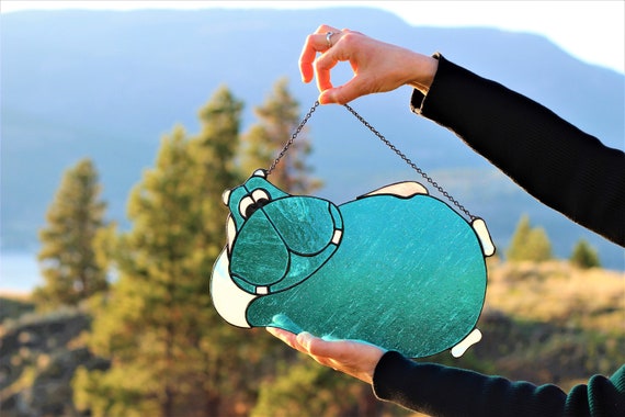 Stained glass Hippo suncatcher