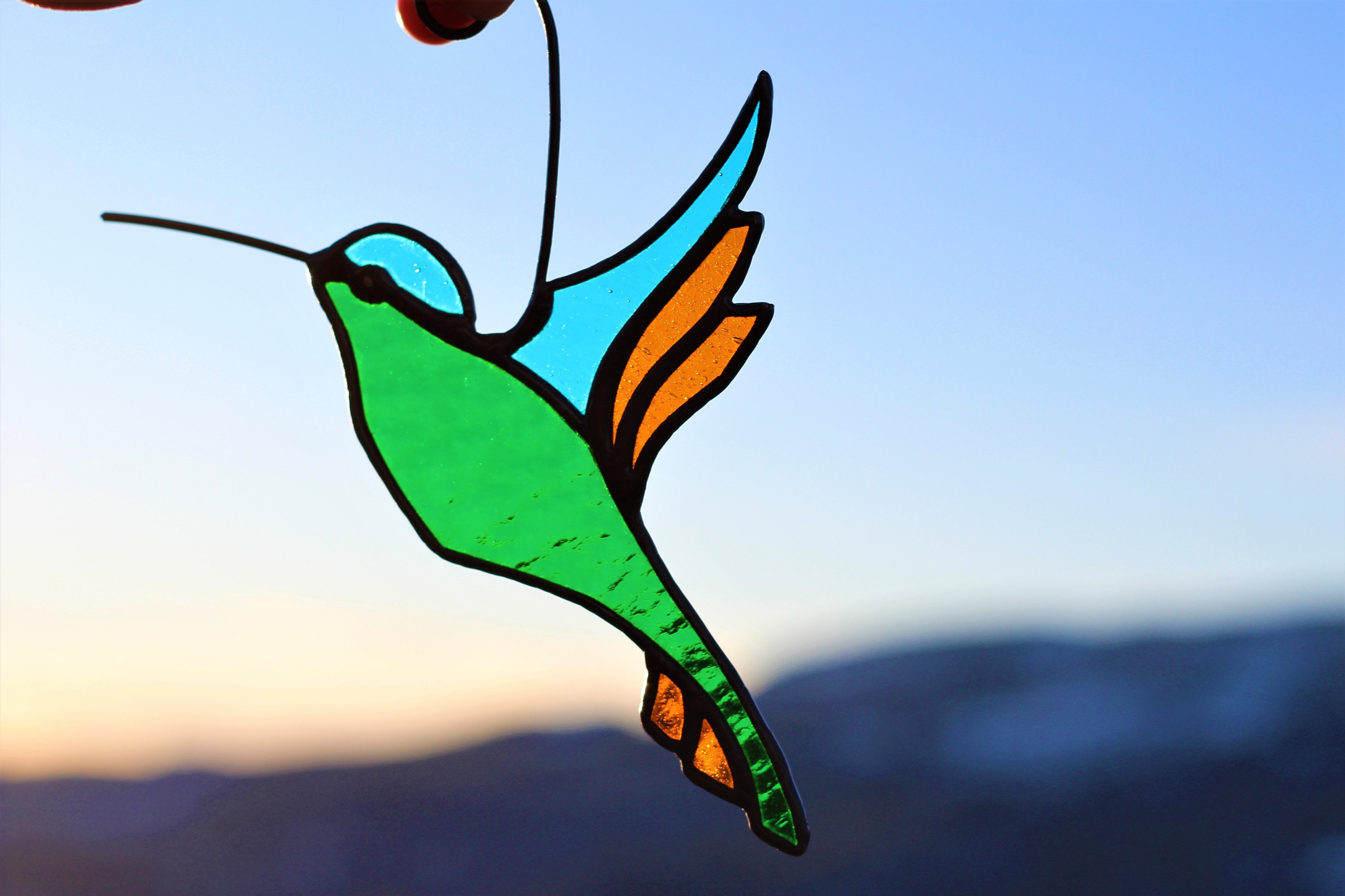 Suncatcher en verre colibri, Cadeau colibri, Cadeau amoureux des