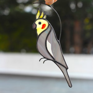 Stained Glass Cockatiel, Cockatiel Suncatcher, Parrot Art, Stained ...