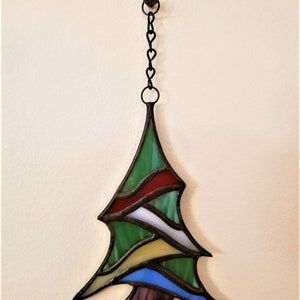 Christmas Tree Suncatcher, Stained Glass Crhistmas Tree Ornament, Christmas Gift Decor, Christmas Decorations image 8