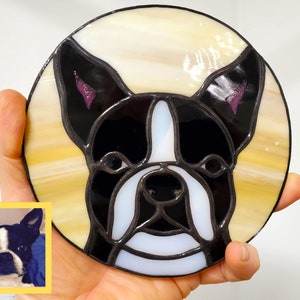 Stained Glass Custom Dog Pet Portrait, Pet Suncatcher, Stained Glass Pet Portrait Gift, Dog Portrait, Dog Panel