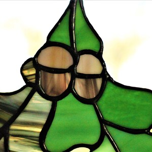 Stained glass Oak Leaf Suncatcher, Stained glass Leaf window decor, Stained glass window hanging image 4