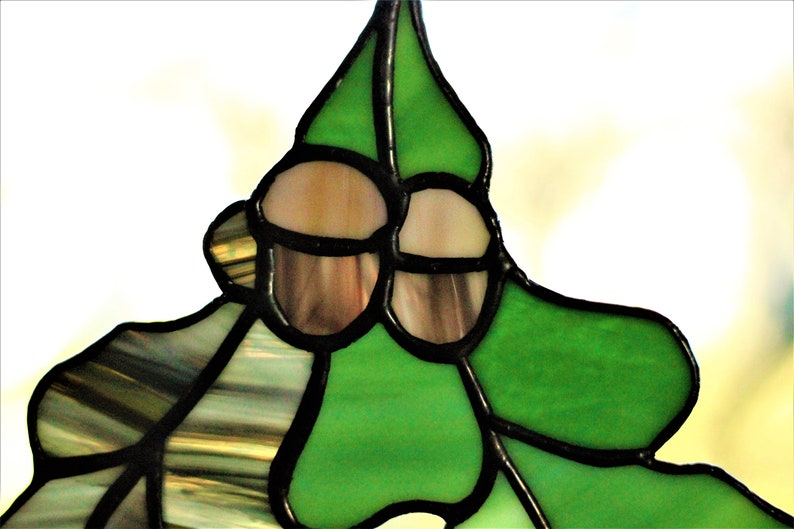 Stained glass Oak Leaf Suncatcher, Stained glass Leaf window decor, Stained glass window hanging image 4