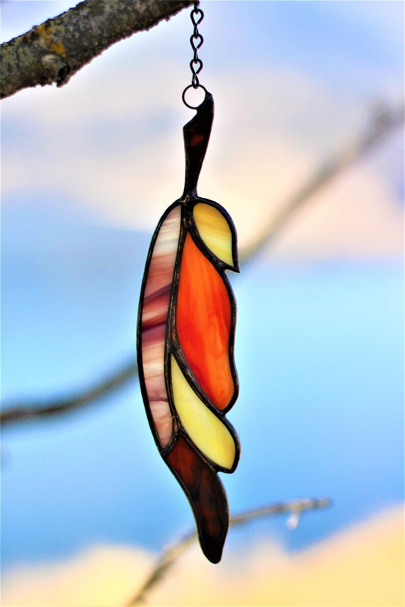Native American Decor Stained Glass Feather Feather Suncatcher Window Hanging Mothers day gift