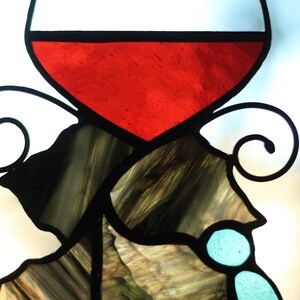 Wine Glass suncatcher, Stained glass Grapes, Stained glass window hanging, Wine Glasses Decoration image 7