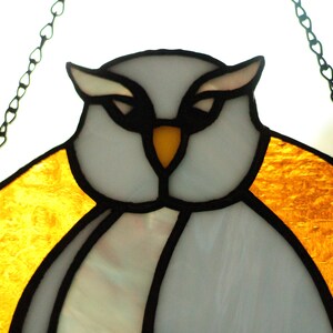 Stained glass Owl suncatcher, Stained glass Bird decor, Stained glass window hanging zdjęcie 4