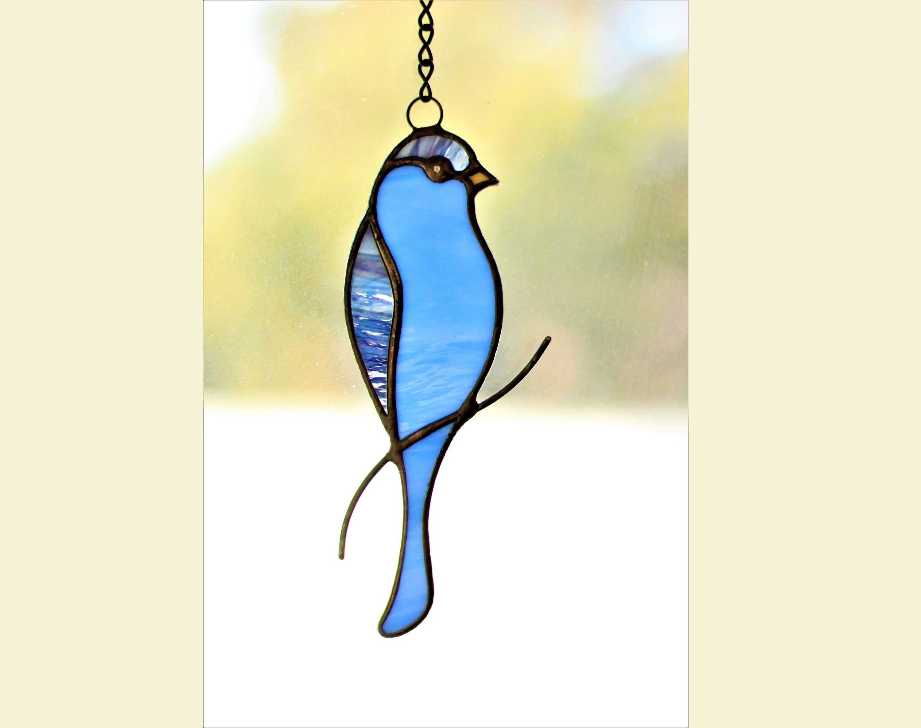 Stained Glass Suncatcher Painting Bunting Bird Stained Glass Window  Hangings Mothers Day Gift 