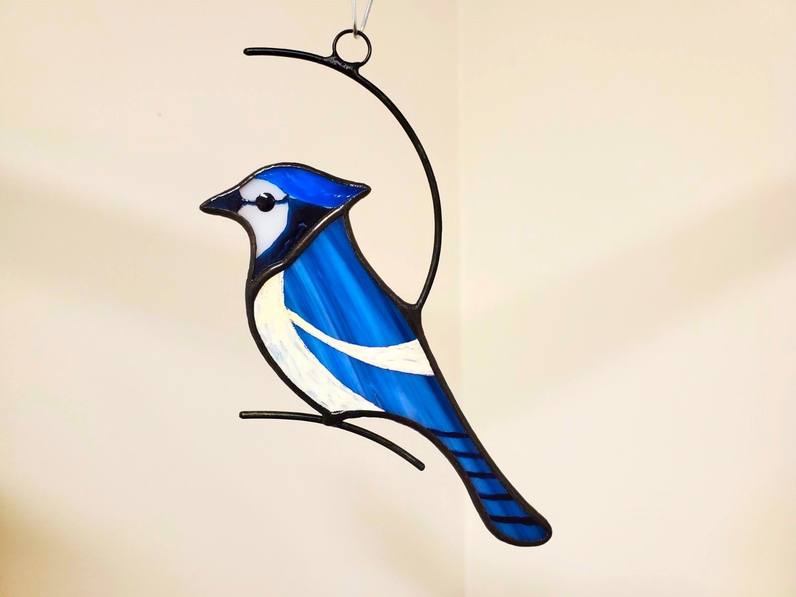 Stained Glass Blue Jay, Bluejay Suncatcher, Window Hanging