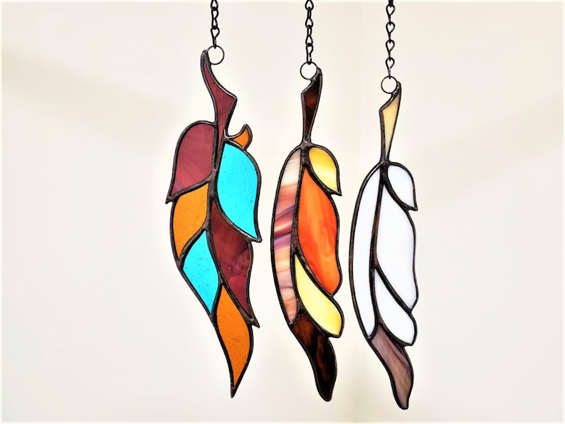 Native American Decor Stained Glass Feather Feather Suncatcher Window Hanging Mothers day gift