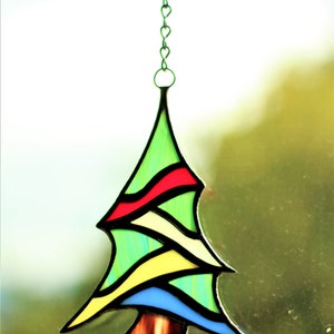 Christmas Tree Suncatcher, Stained Glass Crhistmas Tree Ornament, Christmas Gift Decor, Christmas Decorations image 10