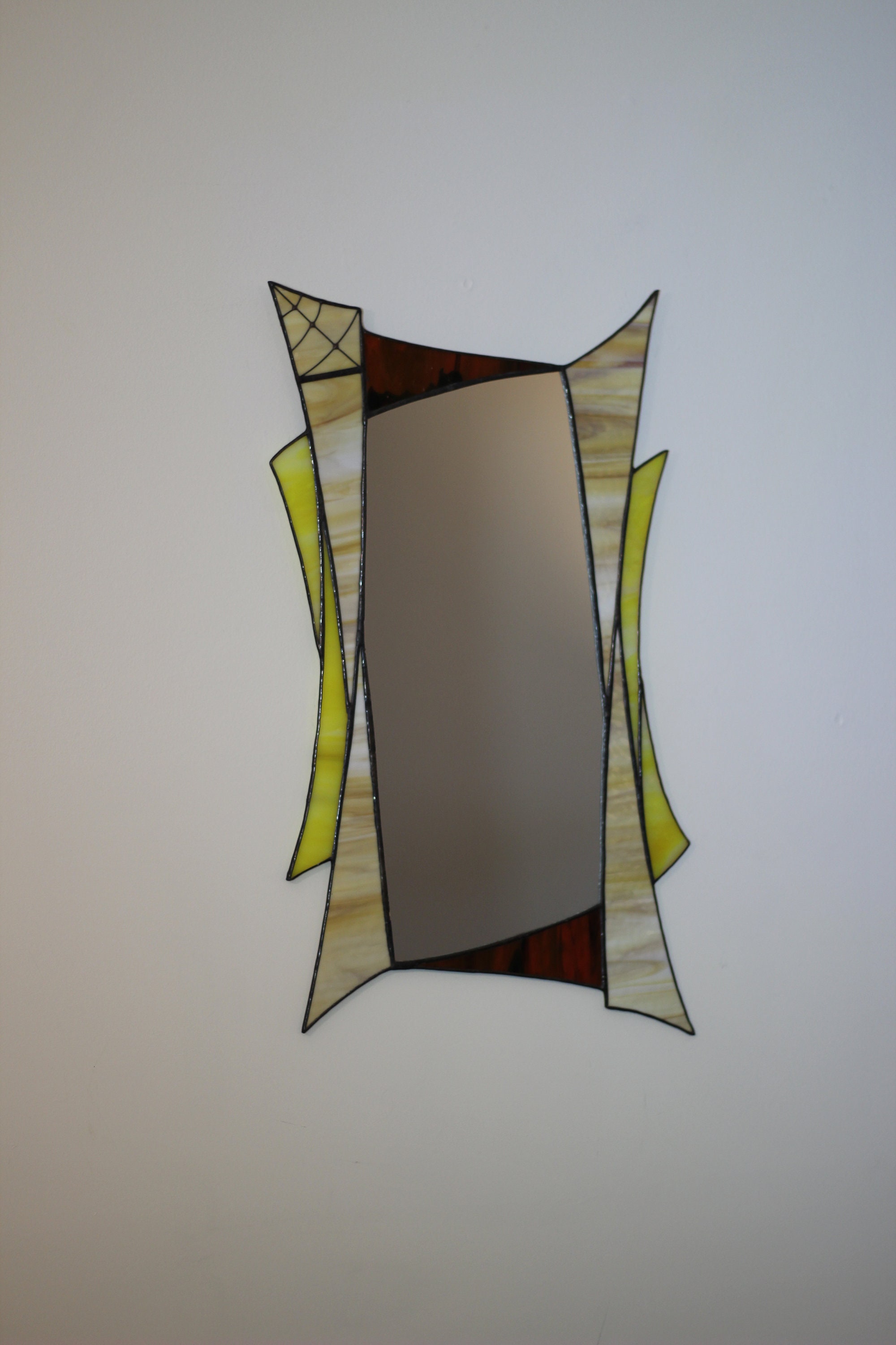 Stained Glass Mirror Stained Glass Abstract Decor Stained Etsy