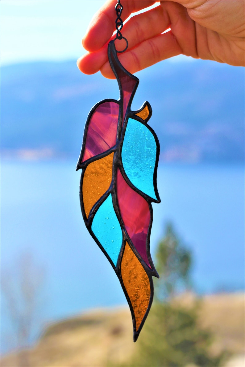Native American Decor Stained Glass Feather Feather Suncatcher Window Hanging Mothers day gift