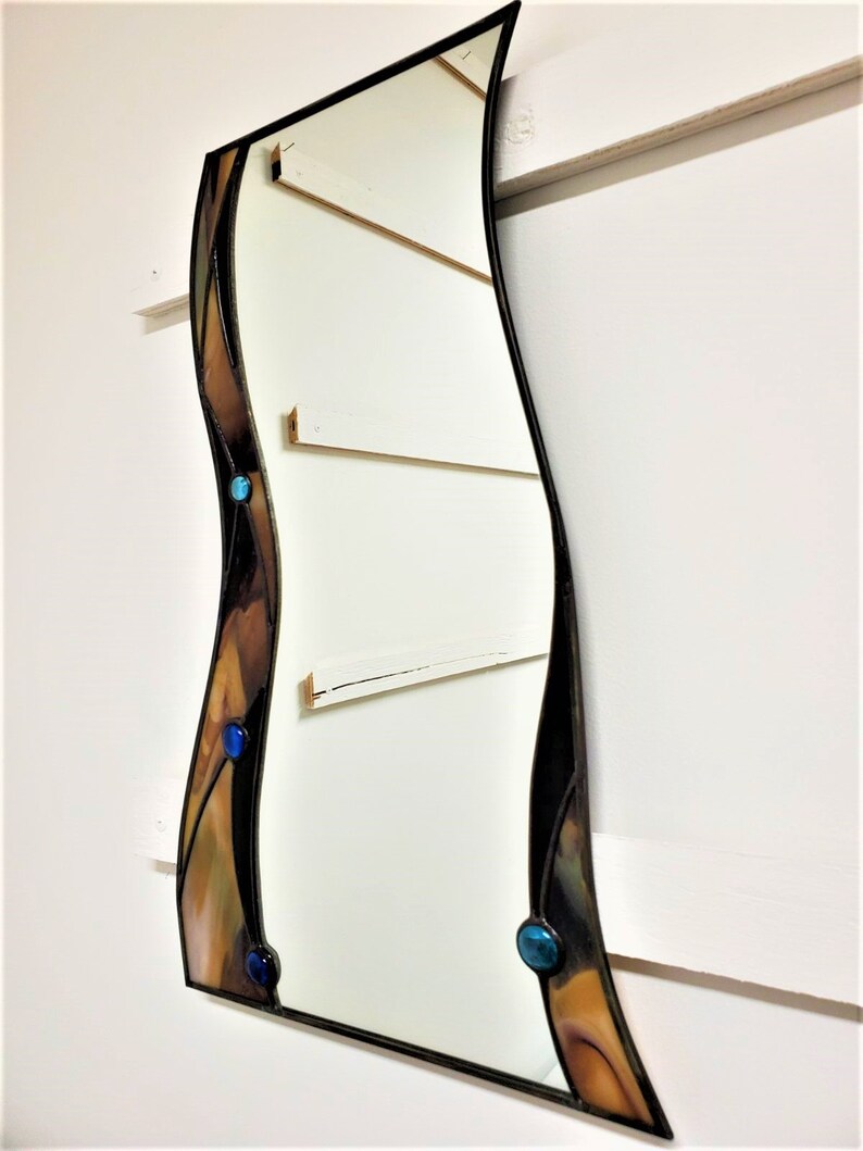 Mirror Stained Glass, Abstract Mirror Decor, Stained glass wall hanging, Bedroom Wall Art image 2