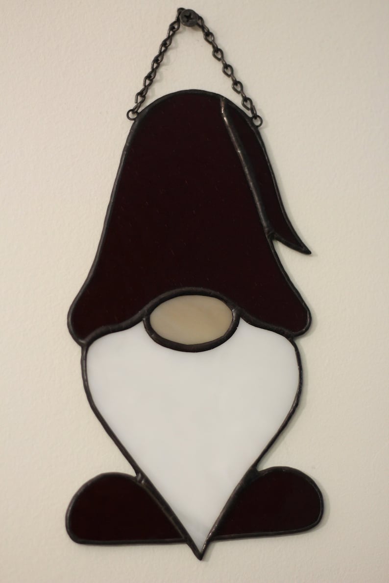 Stained glass Christmas Gnome suncatcher Stained glass Tomte | Etsy
