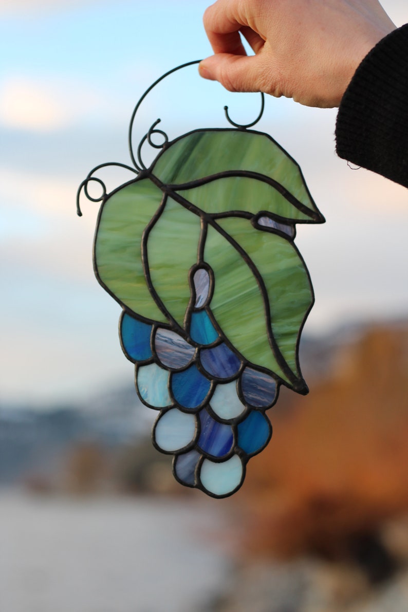 Stained glass Grape suncatcher Stained glass Grapevine ...